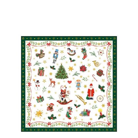 PAK232 - 32514766 - Set 20 servetele 25 x 25 cm - Ornaments All Over Green - Ambiente