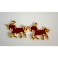 367315 - Charm metalic auriu - unicorn rosu - ANT-CH