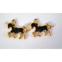 367316 - Charm metalic auriu - unicorn negru - ANT-CH