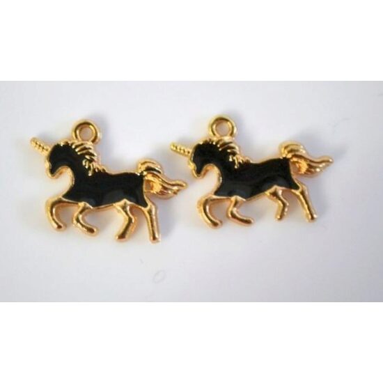 367316 - Charm metalic auriu - unicorn negru - ANT-CH