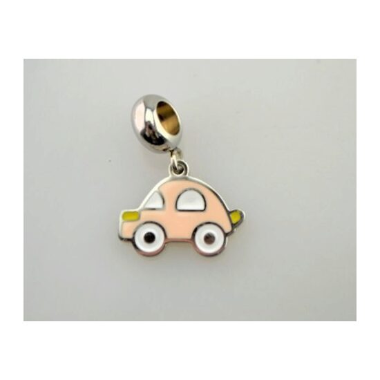 367331 - Charm metalic argintiu - masinuta roz - ANT-CH