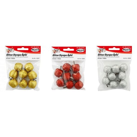 Mere decorative din polistiren pentru Craciun - diferite culori - Meyco