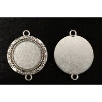 380677 Pandantiv din metal antichizat cu doua agatatori, D 2.0cm - ANT-CH