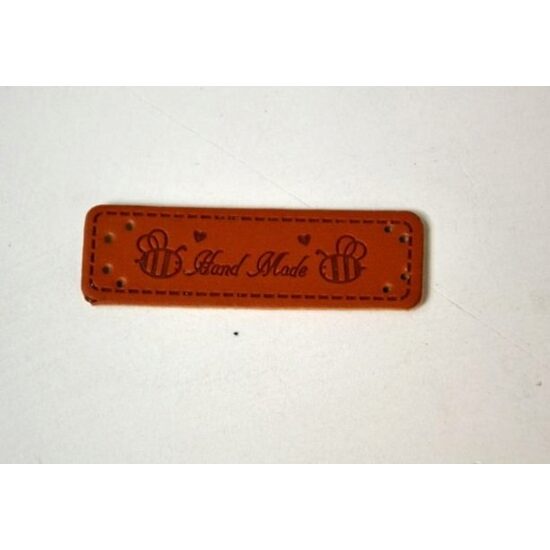 389059 Etichete din piele Hand Made, 5.0x1.5cm - albinuta - ANT-CH
