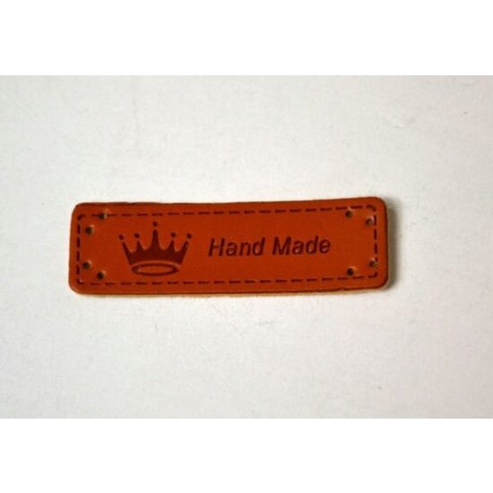 389060 Etichete din piele Hand Made, 5.0x1.5cm - coroana - ANT-CH