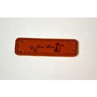 389066 Etichete din piele Hand Made, 5.0x1.5cm - pisicuta - ANT-CH
