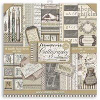 SBBL79 - Bloc 10 coli scrapbooking cu 2 fete, 30.5x30.5cm, 190gr. Calligraphy - Stamperia