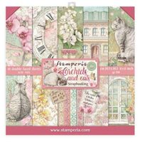 SBBS26 - Bloc 10 coli scrapbooking cu 2 fete, 20.3x20.3cm, 190gr. Orchids and Cats - Stamperia