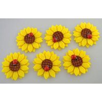 368951 Set 6 figurine fetru, floarea soarelui cu buburuza, adezive - ANT-CH