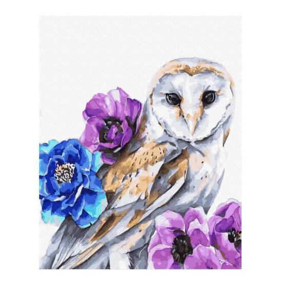 GX33152 Set pictura pe numere Owl in flowers - P-ART