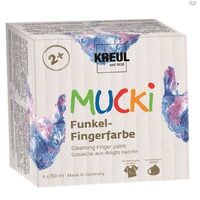 2318 - Set 4 x 150 ml culori pentru copii Mucki - stralucitoare - Finger paint - Kreul