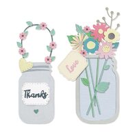 3 - 665079 Set 17 cuttere Thinlits Jar of Flowers / Borcan cu flori - Sizzix