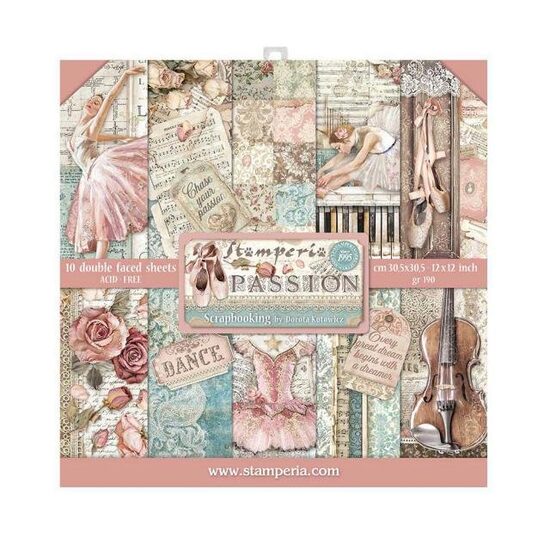 SBBL84 - Bloc 10 coli scrapbooking cu 2 fete, 30.5x30.5cm, 190gr. - Passion - Stamperia