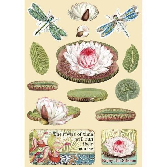 KLSP094 - Figurine lemn colorate - coala A5 - Amazonia Water lily - Stamperia.