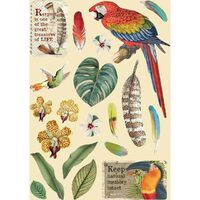 KLSP095 - Figurine lemn colorate - coala A5 - Amazonia Parrot - Stamperia.