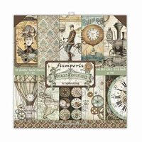 SBBS30 - Bloc 10 coli scrapbooking cu 2 fete, 20.3x20.3cm, 190gr - Voyages Fantastiques - Stamperia