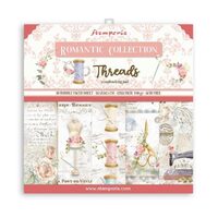 SBBS36 - Bloc 10 coli scrapbooking cu 2 fete, 20.3x20.3cm, 190gr - Romantic Threads - Stamperia