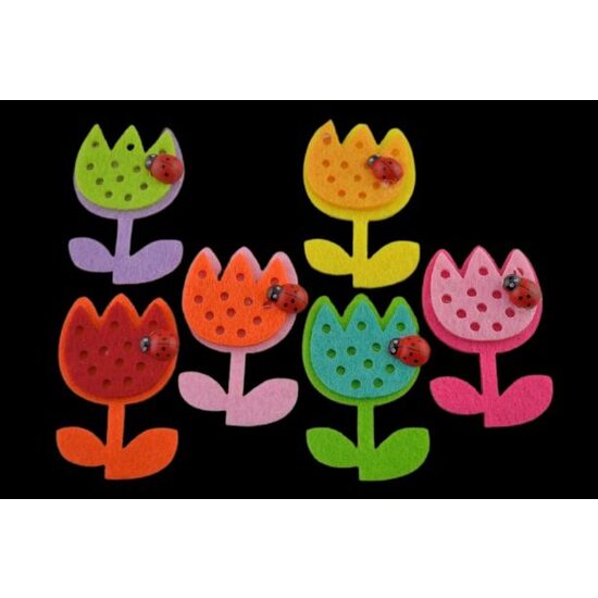 368949 - Set 6 lalele din fetru autoadezive cu buburuza - ANT-CH