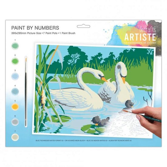DOA-550705 - Set pictura pe numere - 39.5 x 29.5 cm - Serene Swans - Dp Craft