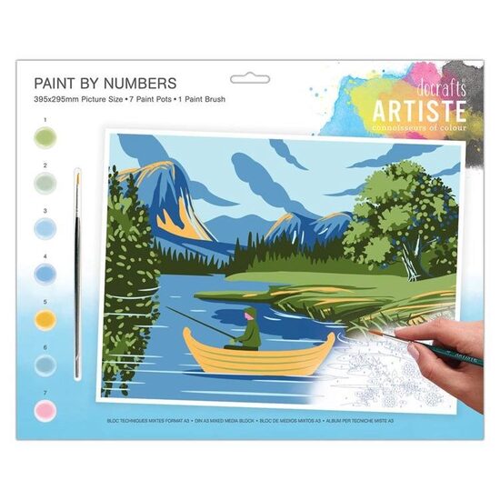 DOA-550704 - Set pictura pe numere - 39.5 x 29.5 cm - Lakes & Mountains - Dp Craft