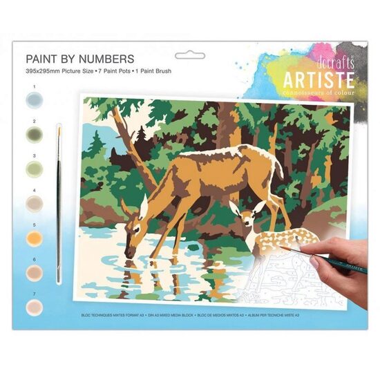 DOA-550701 - Set pictura pe numere - 39.5 x 29.5 cm - Woodland Deer - Dp Craft