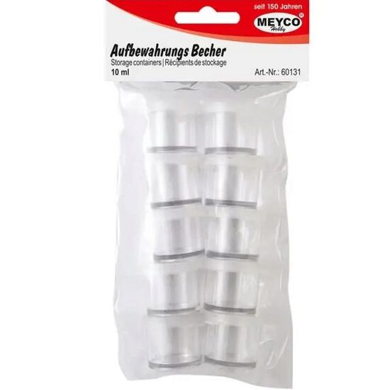 60131 - Set 10 recipiente din plastic cu capac 10ml - Meyco