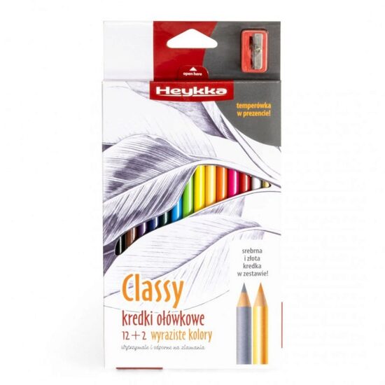 609007 Set 14 creioane colorate cu ascutitoare Heykka - Galeria Papieru