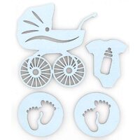 253023 Set 4 figurine lemn autoadezive Baby Blue - Galeria Papieru