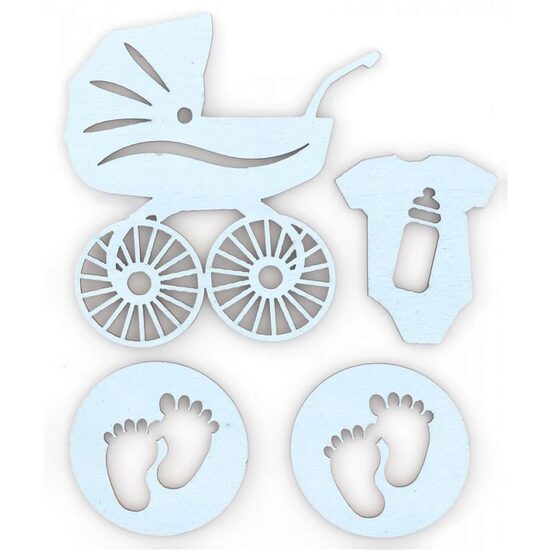 253023 Set 4 figurine lemn autoadezive Baby Blue - Galeria Papieru