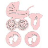 253022 Set 4 figurine lemn autoadezive Baby Pink - Galeria Papieru