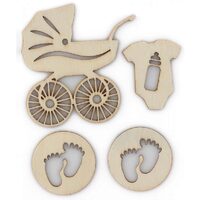 253021 Set 4 figurine lemn autoadezive Baby Natur - Galeria Papieru
