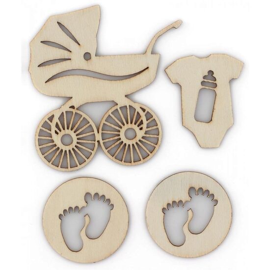 253021 Set 4 figurine lemn autoadezive Baby Natur - Galeria Papieru
