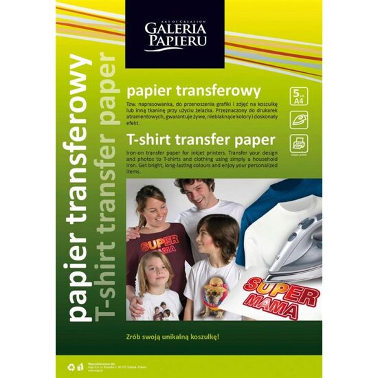 260605 Set 5 Coli A4 hartie transfer pe bumbac de culori inchise - Galeria Papieru