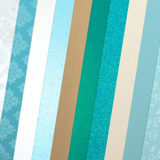 208925 - Set 10 cartoane speciale A4 , 210-250 gr - tonuri albastru - Galeria Papieru