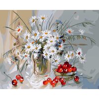GX7840 Set pictura pe numere Chamomiles and cherries - P-ART