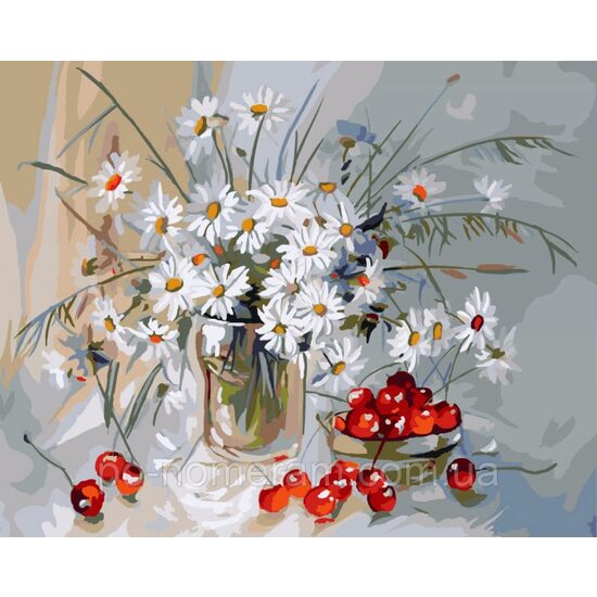 GX7840 Set pictura pe numere Chamomiles and cherries - P-ART