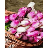 GX34797 Set pictura pe numere Basket of tulips - P-ART