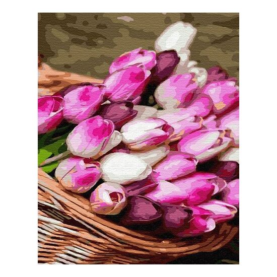 GX34797 Set pictura pe numere Basket of tulips - P-ART