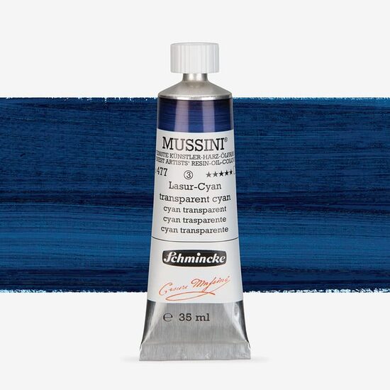 Culori ulei extra-fine Mussini 35 ml - Schmincke, Translucent cyan 10477009