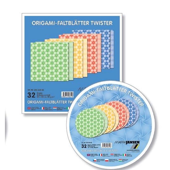 Hartie decorativa origami, 80 gr - 32 coli - Puncte si linii - Marpa