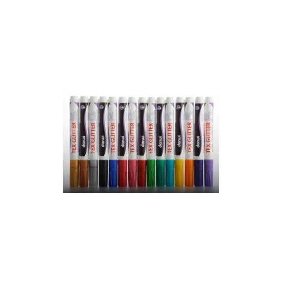 Markere cu glitter, pentru textile, 6ml - Darwi - varf rotund