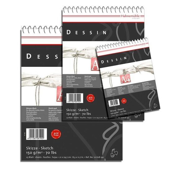 Bloc pentru desen si schite 150gr/mp, 25 coli cu spirala Dessin - Hahnemuhle
