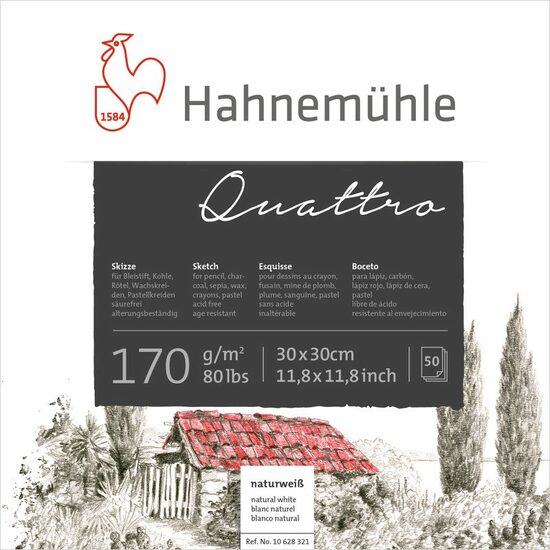 Bloc pentru schite si desen Quattro 170 gr/mp, 50 coli - Hahnemuhle