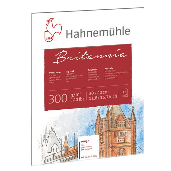 Bloc pentru acuarela Britannia 300 gr/mp, 12 coli - Hahnemuhle