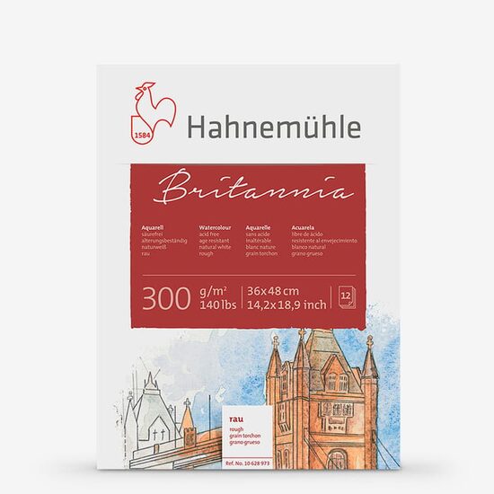 Bloc pentru acuarela Britannia 300 gr/mp, 12 coli - Hahnemuhle