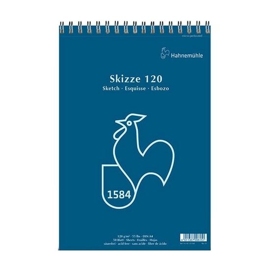Bloc pentru desen cu spirala Skizze 120, 50 coli, 120gr/mp - Hahnemuhle