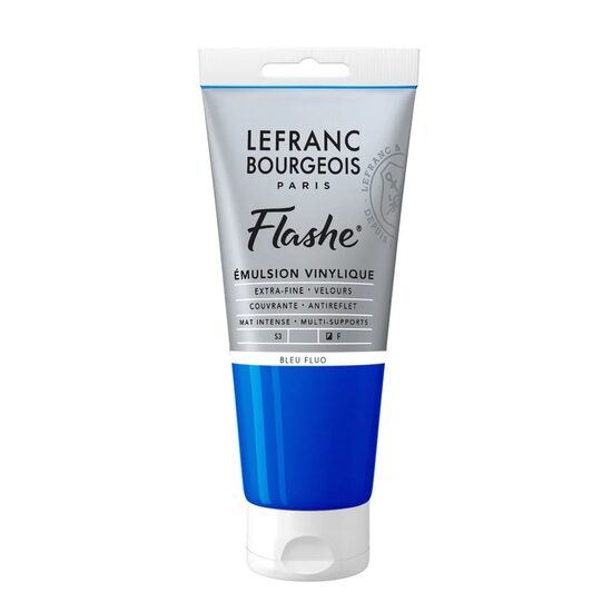 Culoare acrilică extrafină Flashe Lefranc & Bourgeois 80 ml, Fluorescent blue