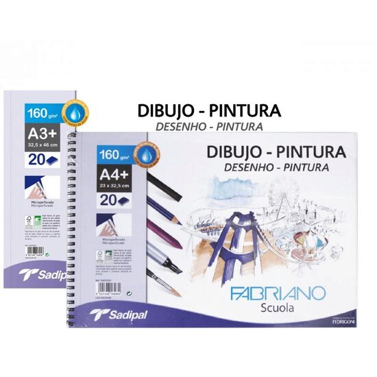 Bloc cu spirala pentru desen si pictura 160gr, 20 coli - Sadipal