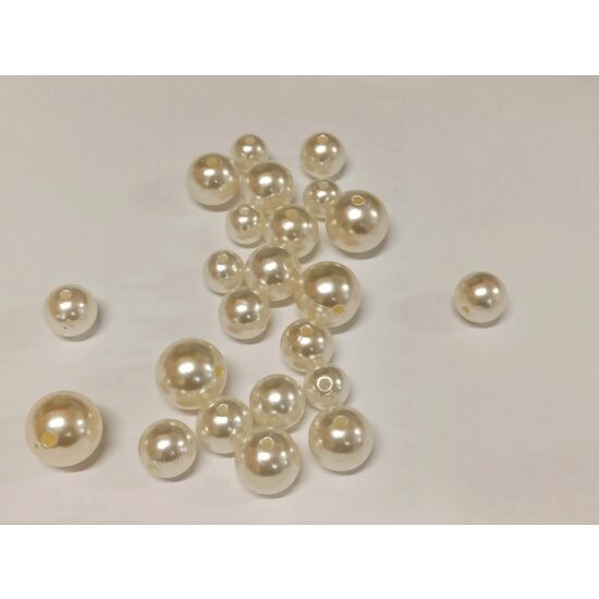 Set 20 perle rotunde din acril, crem - ANT-CH