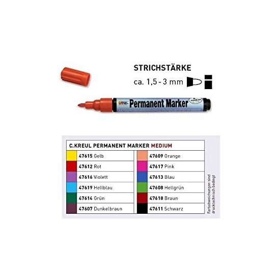 Marker permanent , varf rotund 1.5 - 3 mm - diferite culori - Kreul